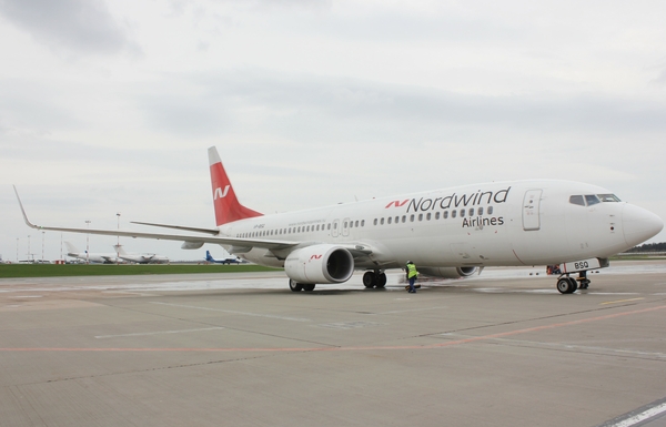 Новую авиакомпанию Nordwind торжественно встретили в Национальном аэропорту Минск